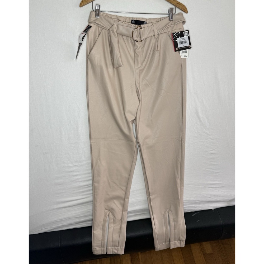 NWT BBJ Los Angeles Women's Champagne High Rise Belted Trousers Size M